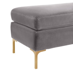 TOV Furniture Delilah 55" Velvet Bench - Elegant Grey Upholstered Accent with Gold Legs for Modern Glamour Decor TOV-O6269