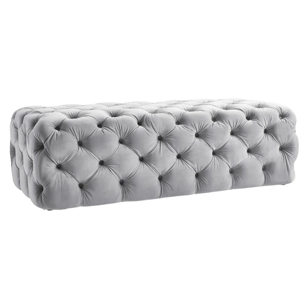 TOV Furniture Kaylee 49" Velvet Ottoman - Luxurious Deep Button Tufted Design for Living Room Comfort & Style Grey TOV-O65