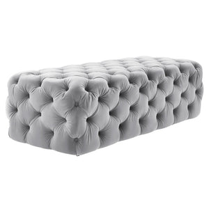 TOV Furniture Kaylee 49" Velvet Ottoman - Luxurious Deep Button Tufted Design for Living Room Comfort & Style Grey TOV-O65