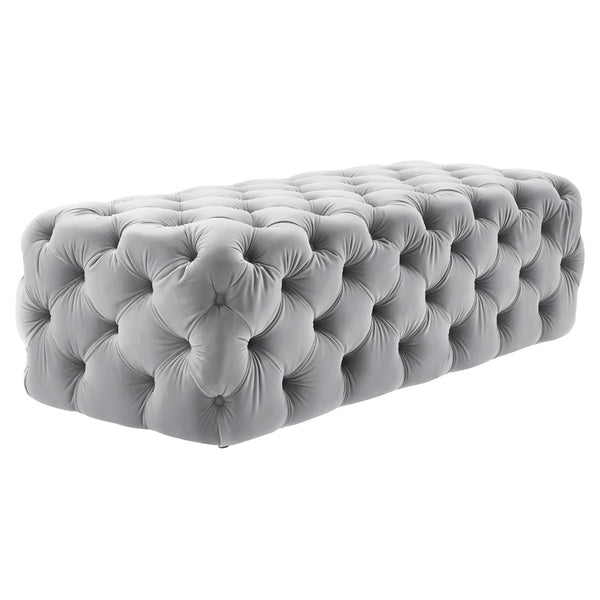 TOV Furniture Kaylee 49" Velvet Ottoman - Luxurious Deep Button Tufted Design for Living Room Comfort & Style Grey TOV-O65