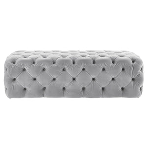 TOV Furniture Kaylee 49" Velvet Ottoman - Luxurious Deep Button Tufted Design for Living Room Comfort & Style Grey TOV-O65