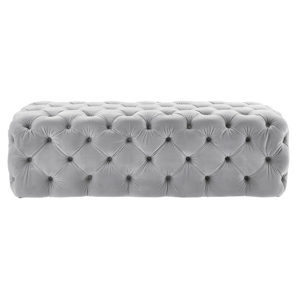 TOV Furniture Kaylee 49" Velvet Ottoman - Luxurious Deep Button Tufted Design for Living Room Comfort & Style Grey TOV-O65