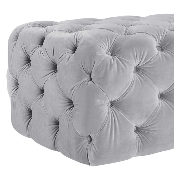 TOV Furniture Kaylee 49" Velvet Ottoman - Luxurious Deep Button Tufted Design for Living Room Comfort & Style Grey TOV-O65