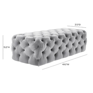 TOV Furniture Kaylee 49" Velvet Ottoman - Luxurious Deep Button Tufted Design for Living Room Comfort & Style Grey TOV-O65