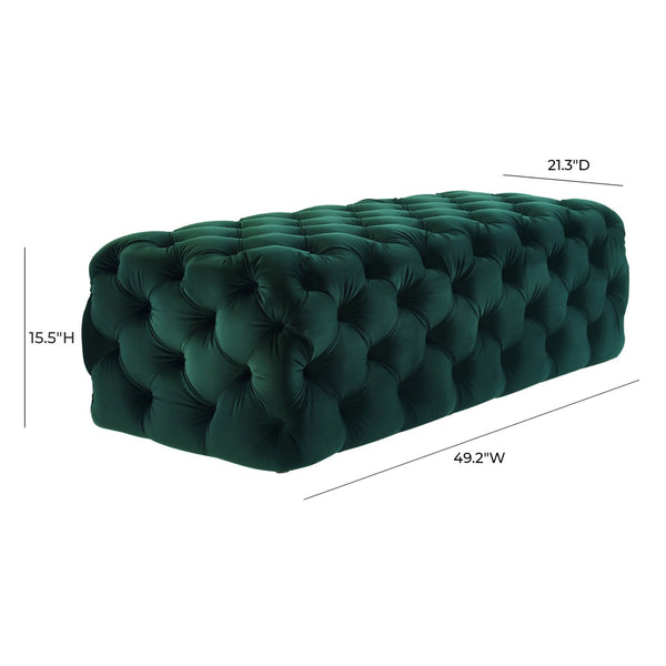 TOV Furniture Kaylee 49" Velvet Ottoman - Luxurious Deep Button Tufted Design for Living Room Comfort & Style Green TOV-O66