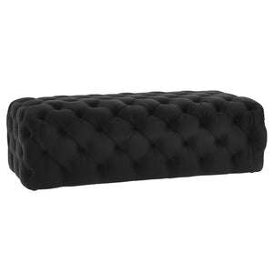 TOV Furniture Kaylee 49" Velvet Ottoman - Luxurious Deep Button Tufted Design for Living Room Comfort & Style Black TOV-O67