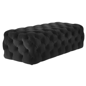 TOV Furniture Kaylee 49" Velvet Ottoman - Luxurious Deep Button Tufted Design for Living Room Comfort & Style Black TOV-O67