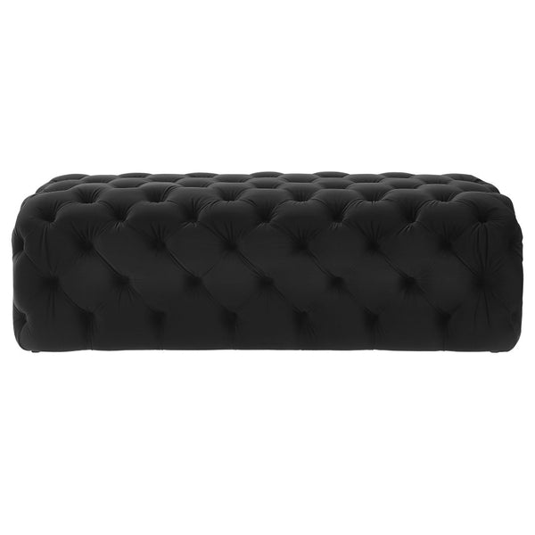 TOV Furniture Kaylee 49" Velvet Ottoman - Luxurious Deep Button Tufted Design for Living Room Comfort & Style Black TOV-O67