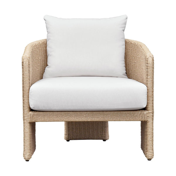 TOV Furniture Alexa Rattan Outdoor Armchair - Stylish, Weather-Resistant Performance Fabric for Ultimate Comfort Cream TOV-O68809