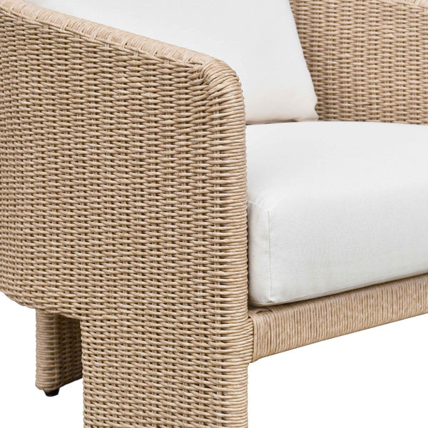 TOV Furniture Alexa Rattan Outdoor Armchair - Stylish, Weather-Resistant Performance Fabric for Ultimate Comfort Cream TOV-O68809