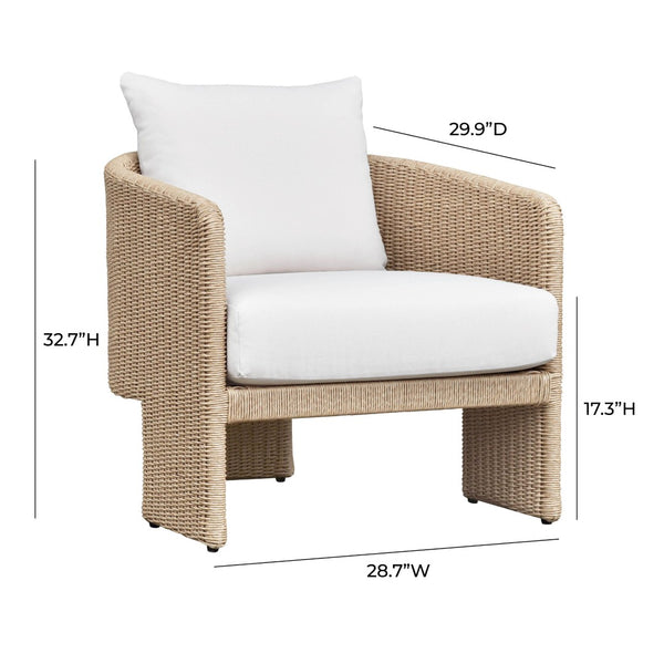 TOV Furniture Alexa Rattan Outdoor Armchair - Stylish, Weather-Resistant Performance Fabric for Ultimate Comfort Cream TOV-O68809