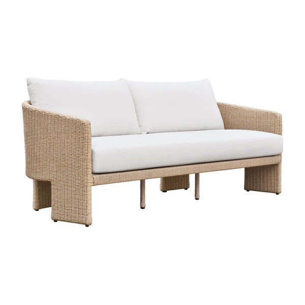 TOV Furniture Alexa 80" Rattan Outdoor Sofa - Stylish, Weather-Resistant Design for Ultimate Comfort and Durability Cream TOV-O68810