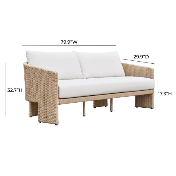 TOV Furniture Alexa 80" Rattan Outdoor Sofa - Stylish, Weather-Resistant Design for Ultimate Comfort and Durability Cream TOV-O68810