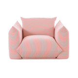 Saint Tropez Pearl and Red Striped Stuffed Outdoor Armchair TOV-O68848 TOV Furniture