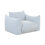 Saint Tropez Pearl and Blue Striped Stuffed Outdoor Armchair TOV-O68849 TOV Furniture