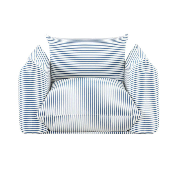 TOV Furniture Saint Tropez Striped Stuffed Armchair - Stylish Indoor/Outdoor Seating for Comfort and Durability Blue TOV-O68849