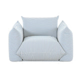 Saint Tropez Pearl and Blue Striped Stuffed Outdoor Armchair TOV-O68849 TOV Furniture