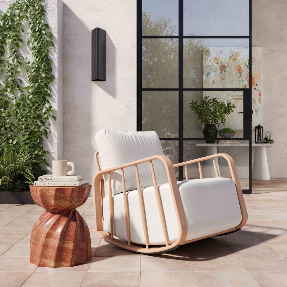 TOV Furniture Violette Outdoor Rocking Chair - Chic, Portable & Weather-Resistant for Stylish Relaxation Anywhere! Terracotta TOV-O68855