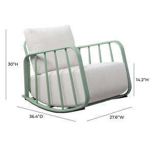TOV Furniture Violette Outdoor Rocking Chair - Chic, Portable & Weather-Resistant for Stylish Relaxation Anywhere! Mint Green TOV-O68856