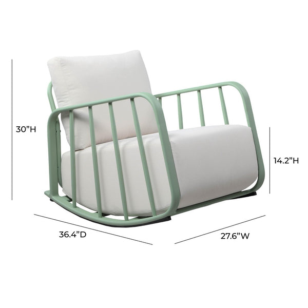 TOV Furniture Violette Outdoor Rocking Chair - Chic, Portable & Weather-Resistant for Stylish Relaxation Anywhere! Mint Green TOV-O68856