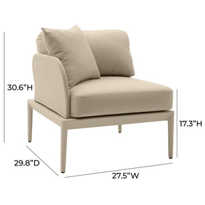 TOV Furniture Kapri Modular Outdoor Corner Chair - Versatile, Weather-Resistant Seating for Stylish Patios and Lounges Taupe / LAF TOV-O68891