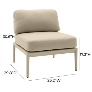 TOV Furniture Kapri Modular Outdoor Armless Chair - Stylish, Durable Seating for Versatile Outdoor Arrangements Taupe TOV-O68892