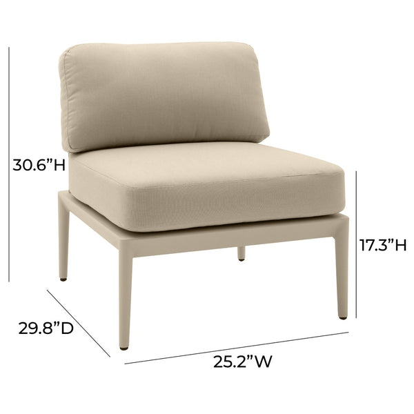 TOV Furniture Kapri Modular Outdoor Armless Chair - Stylish, Durable Seating for Versatile Outdoor Arrangements Taupe TOV-O68892