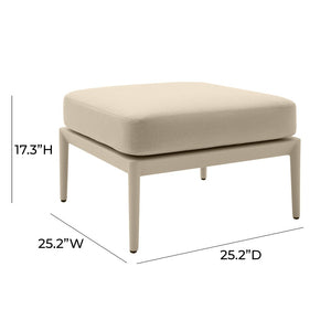 TOV Furniture Kapri Outdoor Ottoman – Stylish, Durable, and Comfortable Accent for Modern Outdoor Spaces and Lounges Taupe TOV-O68893