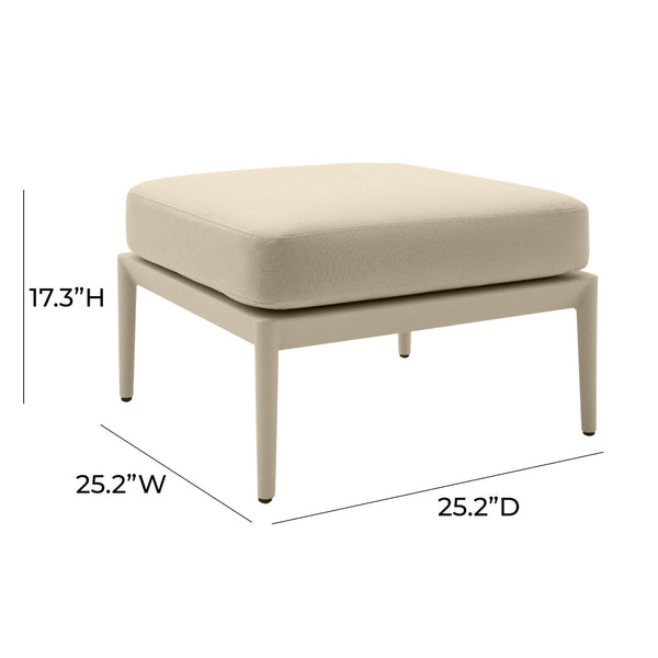 TOV Furniture Kapri Outdoor Ottoman – Stylish, Durable, and Comfortable Accent for Modern Outdoor Spaces and Lounges Taupe TOV-O68893