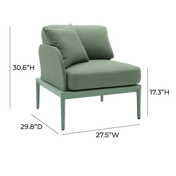 TOV Furniture Kapri Modular Outdoor Corner Chair - Versatile, Weather-Resistant Seating for Stylish Patios and Lounges Moss Green / LAF TOV-O68896