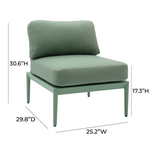 TOV Furniture Kapri Modular Outdoor Armless Chair - Stylish, Durable Seating for Versatile Outdoor Arrangements Moss Green TOV-O68897