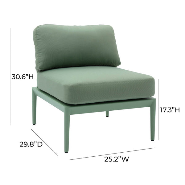 TOV Furniture Kapri Modular Outdoor Armless Chair - Stylish, Durable Seating for Versatile Outdoor Arrangements Moss Green TOV-O68897