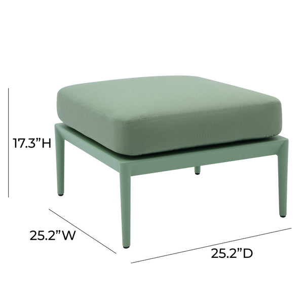 TOV Furniture Kapri Outdoor Ottoman – Stylish, Durable, and Comfortable Accent for Modern Outdoor Spaces and Lounges Moss Green TOV-O68898
