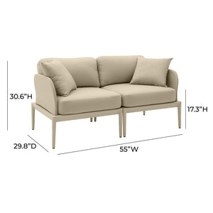 TOV Furniture Kapri 55" Contemporary Modular Outdoor Loveseat for Flexible Comfort and Stylish Relaxation Taupe TOV-O68899-LO
