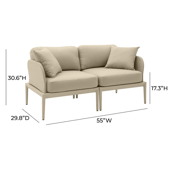 TOV Furniture Kapri 55" Contemporary Modular Outdoor Loveseat for Flexible Comfort and Stylish Relaxation Taupe TOV-O68899-LO