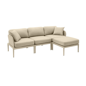 TOV Furniture Kapri 4-Piece Modular Outdoor Sectional – Stylish, Durable Design for Ultimate Patio Comfort and Flexibility Taupe TOV-O68899-SEC