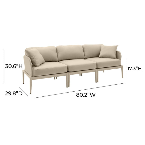 TOV Furniture Kapri Modular Outdoor Sofa – Stylish, Weather-Ready Design with Tool-Free Assembly for All Spaces Taupe TOV-O68899-SO