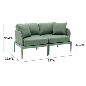 TOV Furniture Kapri 55" Contemporary Modular Outdoor Loveseat for Flexible Comfort and Stylish Relaxation Moss Green TOV-O68900-LO