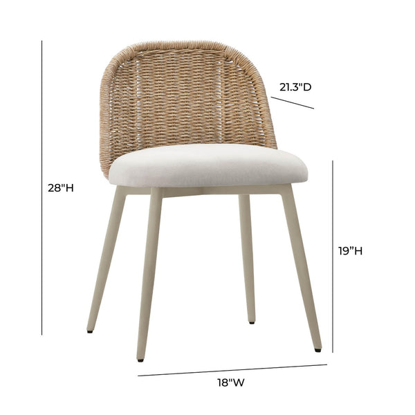 TOV Furniture Alexa Rattan Performance Dining Chair - Stylish, Weather-Resistant Seating for Luxe Outdoor Spaces Cream TOV-O68959