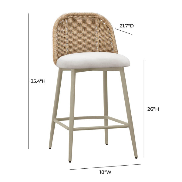 TOV Furniture Alexa Performance Fabric Outdoor Stool - Stylish, Weather-Resistant Seating for Your Patio or Garden Natural / Counter Height TOV-O68960