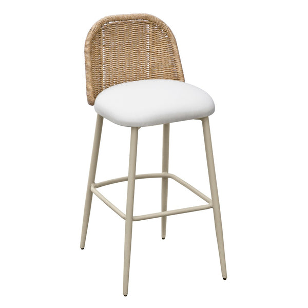 TOV Furniture Alexa Performance Fabric Outdoor Stool - Stylish, Weather-Resistant Seating for Your Patio or Garden Natural / Bar Height TOV-O68961