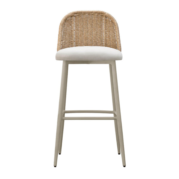 TOV Furniture Alexa Performance Fabric Outdoor Stool - Stylish, Weather-Resistant Seating for Your Patio or Garden Natural / Bar Height TOV-O68961
