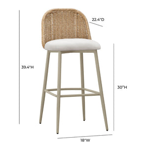 TOV Furniture Alexa Performance Fabric Outdoor Stool - Stylish, Weather-Resistant Seating for Your Patio or Garden Natural / Bar Height TOV-O68961