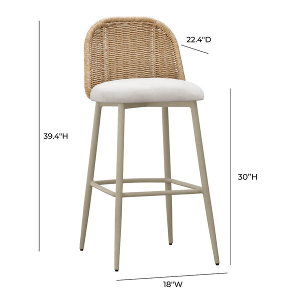 TOV Furniture Alexa Performance Fabric Outdoor Stool - Stylish, Weather-Resistant Seating for Your Patio or Garden Natural / Bar Height TOV-O68961