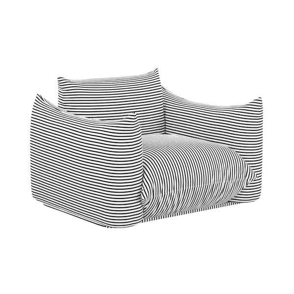 TOV Furniture Saint Tropez Striped Stuffed Armchair - Stylish Indoor/Outdoor Seating for Comfort and Durability Black/Pearl TOV-O68963