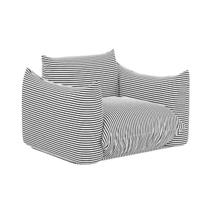 Saint Tropez Pearl and Black Striped Stuffed Outdoor Armchair TOV-O68963 TOV Furniture