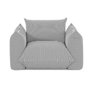 TOV Furniture Saint Tropez Striped Stuffed Armchair - Stylish Indoor/Outdoor Seating for Comfort and Durability Black/Pearl TOV-O68963