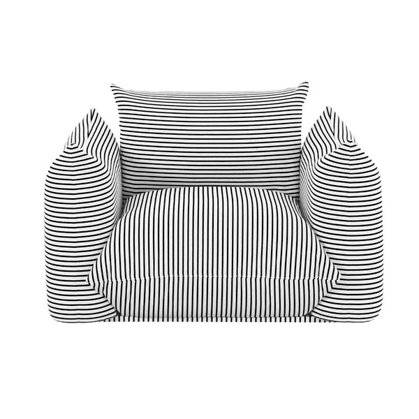TOV Furniture Saint Tropez Striped Stuffed Armchair - Stylish Indoor/Outdoor Seating for Comfort and Durability Black/Pearl TOV-O68963