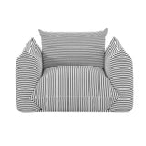 Saint Tropez Pearl and Black Striped Stuffed Outdoor Armchair TOV-O68963 TOV Furniture