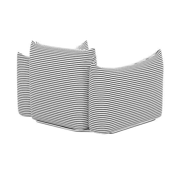 Saint Tropez Pearl and Black Striped Stuffed Outdoor Armchair TOV-O68963 TOV Furniture